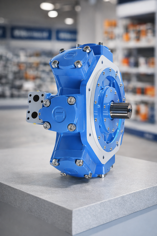 Motor hidráulico de pistones radiales de alto torque para maquinaria pesada e industrial. Repuesto de alta potencia disponible en el catálogo de Tecnihidráulica Medellín con servicio de envío técnico a toda Colombia